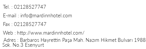 Mard-inn Hotel telefon numaralar, faks, e-mail, posta adresi ve iletiim bilgileri